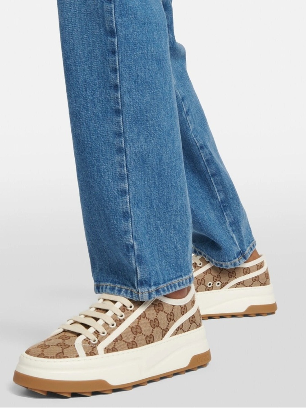 GUCCI GG Canvas Low-Top Platform Sneakers Women’s US 7.5 Tennis Track Style